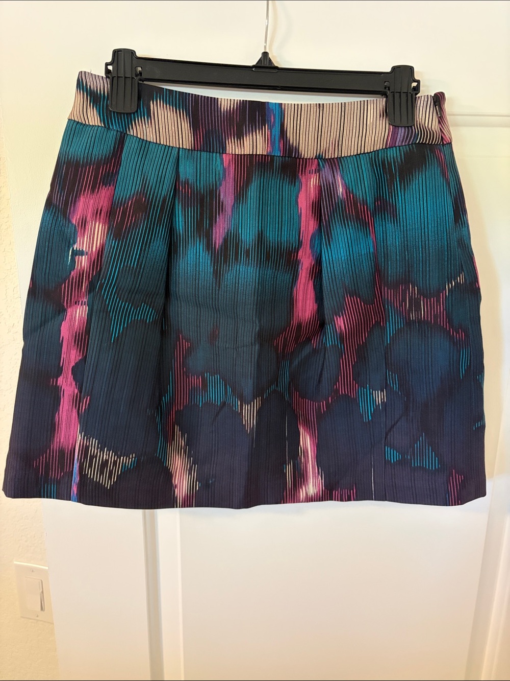 Tracy Reese Pleated Mini Skirt in Teal, Pink and Navy